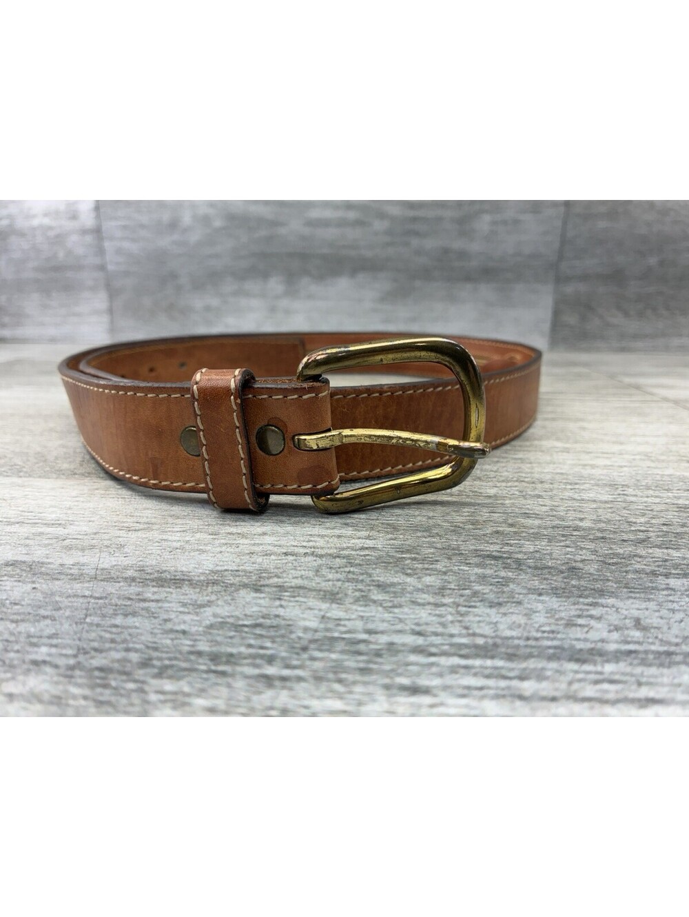 Vintage Patagonia Brown Leather Money Belt 38 Brass Buckle & Hidden Zipper